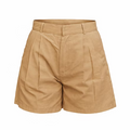 High Waisted Beige Linen Bermuda Shorts