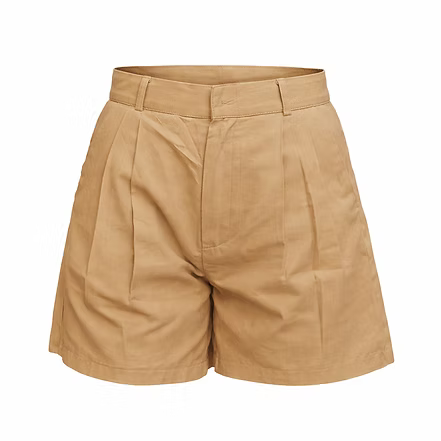 High Waisted Beige Linen Bermuda Shorts