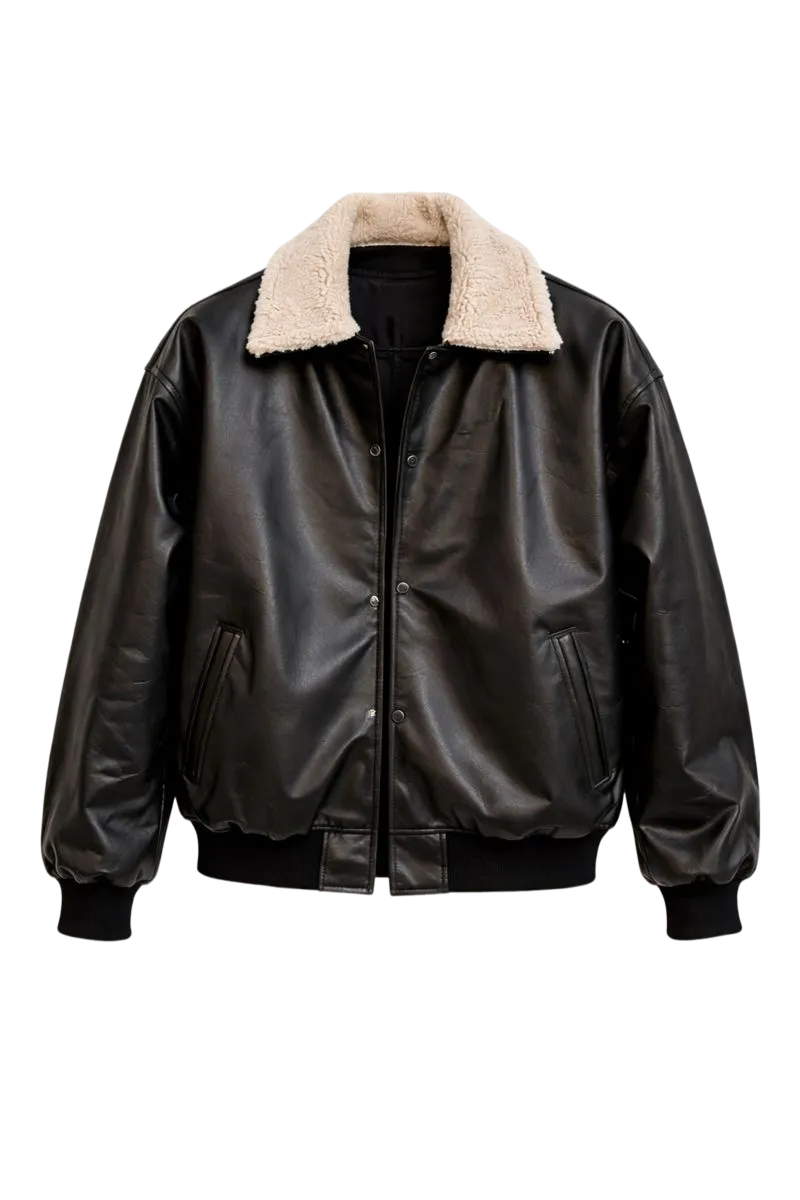 Fur Leather Bomber Jacket