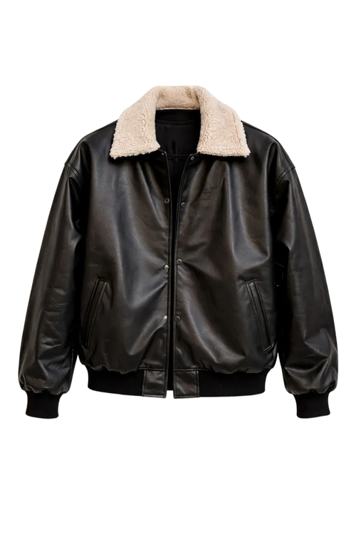 Fur Leather Bomber Jacket