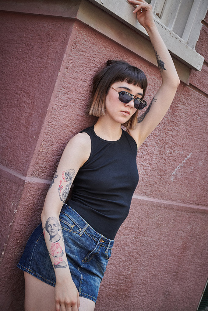 Retro Design Black Tank Top