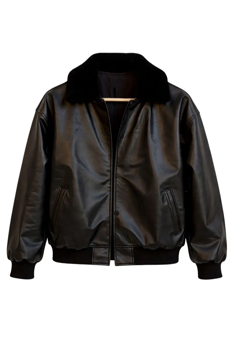 Fur Leather Bomber Jacket