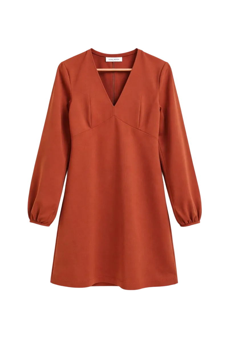 Retro Hippie 70s Dress in Terracotta