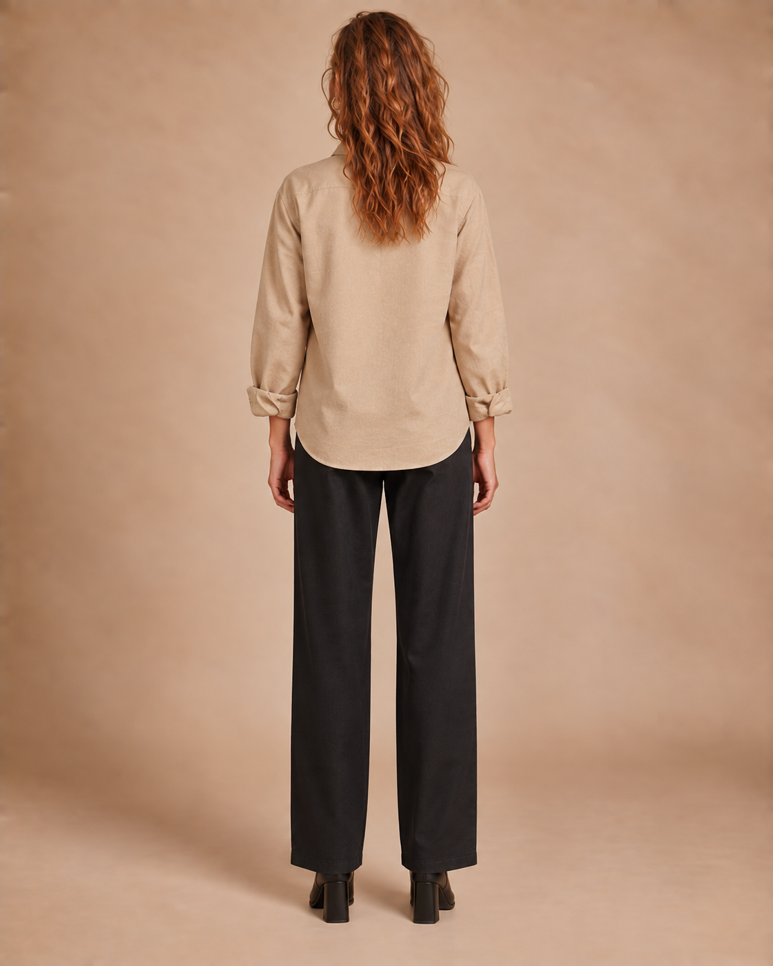 Unisex Beige Linen Shirt with Seashell Buttons Relaxed Fit
