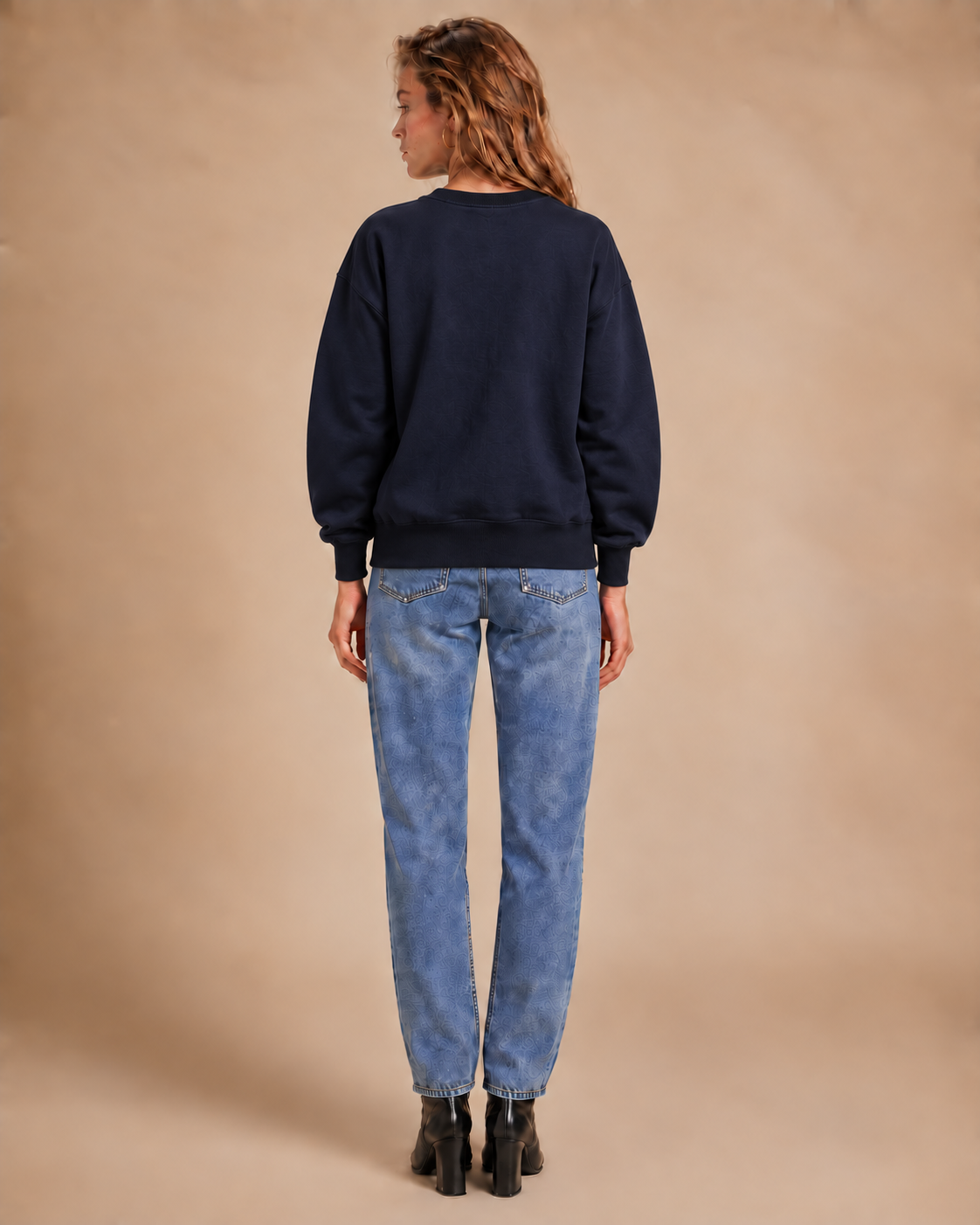 Unisex Oversized Navy Blue Heavyweight Cotton Sweatshirt