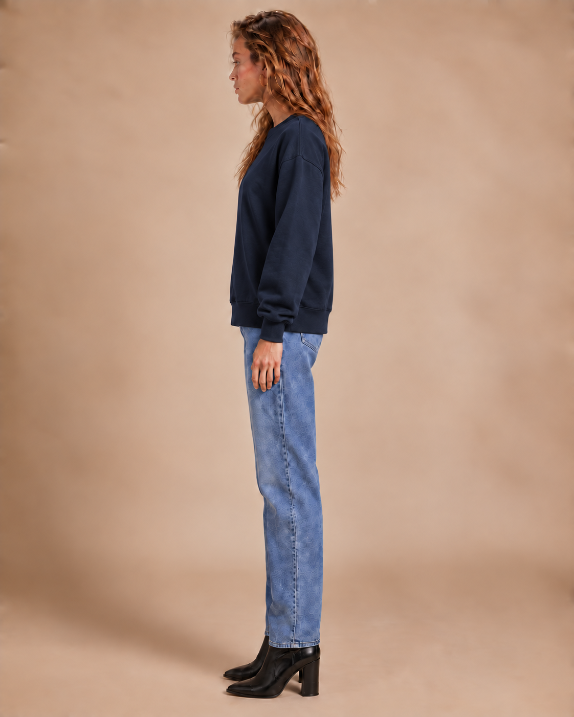 Unisex Oversized Navy Blue Heavyweight Cotton Sweatshirt