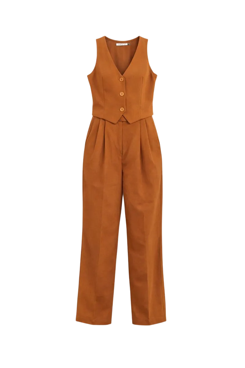 Vest and Trousers Set Brown