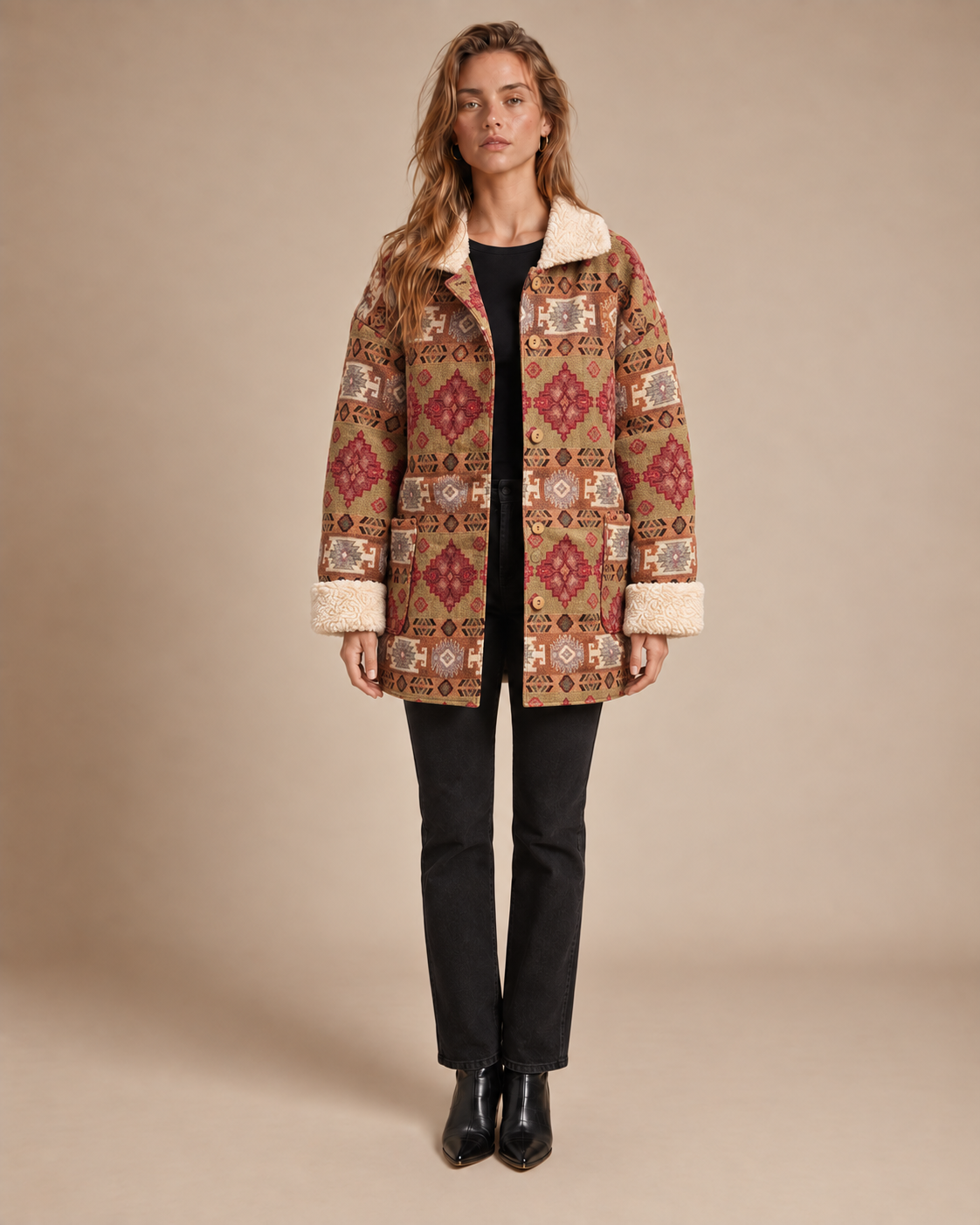 Unisex Anatolian Sherpa Coat – Deadstock Turkish Rug Fabric