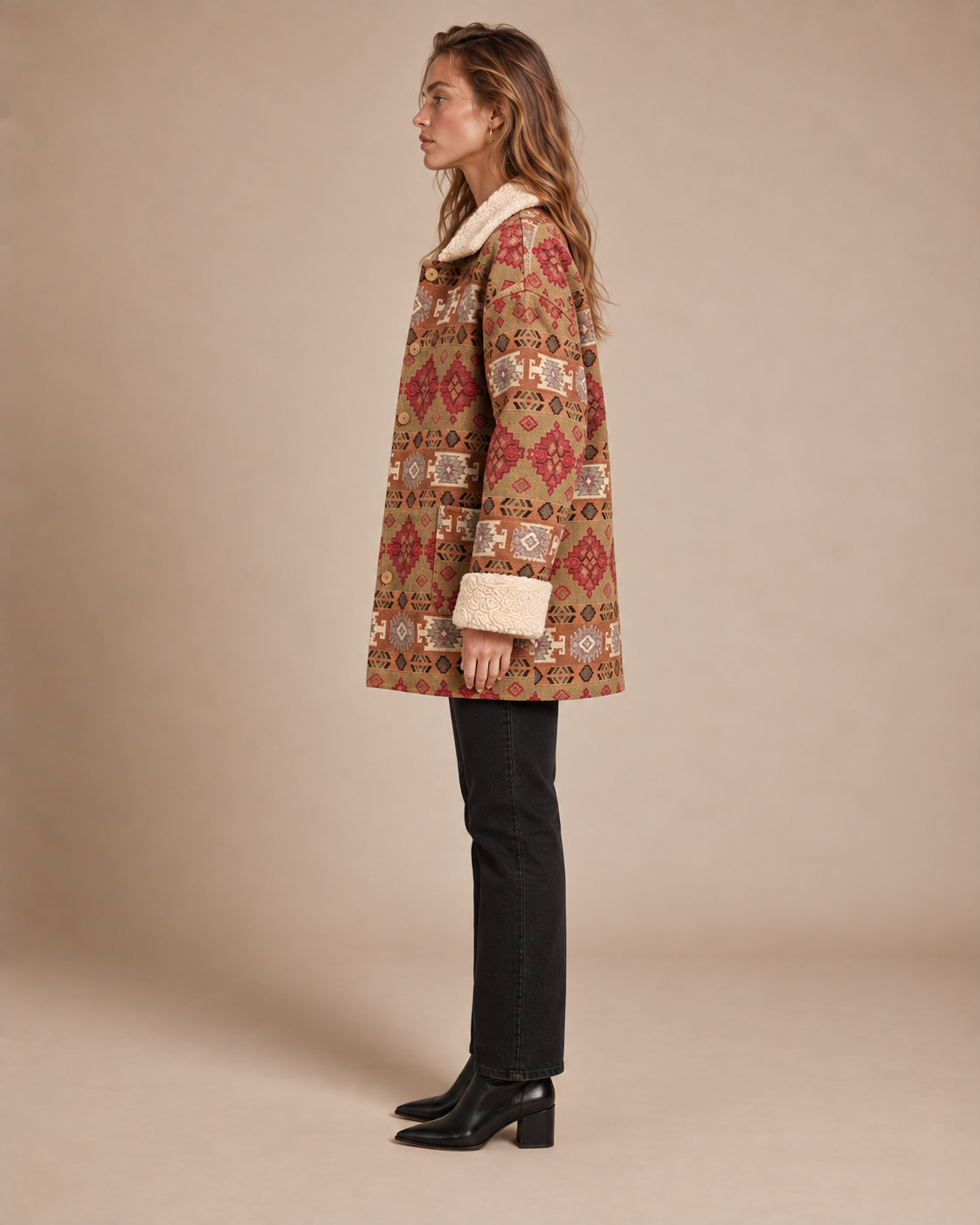 Unisex Anatolian Sherpa Coat – Deadstock Turkish Rug Fabric